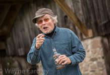 Writer and director Robert Winslow as his alter ego King, the town drunk, in The History of Drinking in Cavan at 4th Line Theatre until August 26. As well as history, comedy, and music, the play relates Robert's personal experience with alcoholism in his family. (Photo: Wayne Eardley)