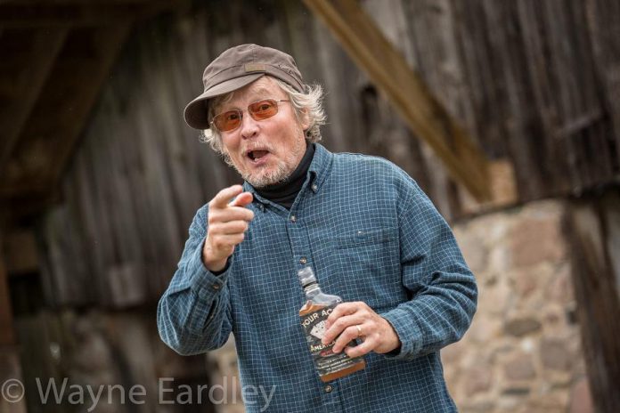 Writer and director Robert Winslow as his alter ego King, the town drunk, in The History of Drinking in Cavan at 4th Line Theatre until August 26. As well as history, comedy, and music, the play relates Robert's personal experience with alcoholism in his family. (Photo: Wayne Eardley)