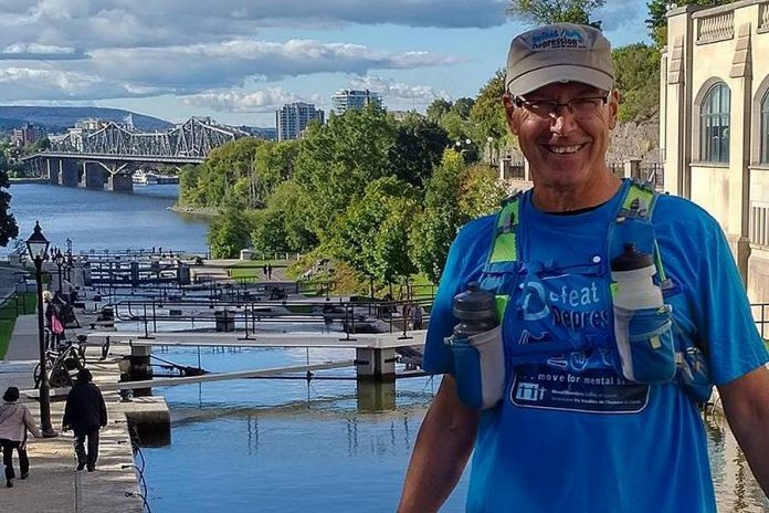 The Canal Pursuit for Defeat Depression is a 750-km relay run along the Trent-Severn Waterway and Rideau Waterway, ending on Parliament Hill in Ottawa. It will pass through Buckhorn, Lakefield, Young's Point, and Burleigh Falls on Sunday, August 27. (Photo: Canal Pursuit for Defeat Depression)