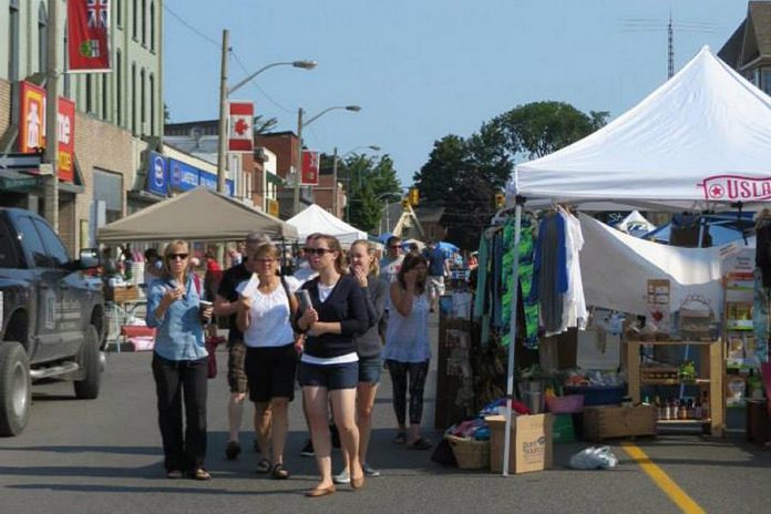 The annual Lakefield Sidewalk Sale takes place on Saturday, August 12 on Queen Street, featuring local vendors and merchants with great deals and items for sale.