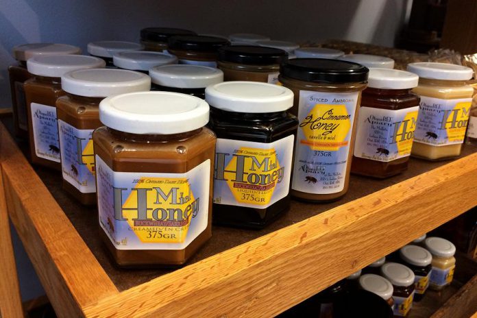 Kawartha Local Marketplace already sells a variety of food products including Otonabee Apiary honey. Rob recommends the cinnamon honey. (Photo: Eva Fisher)