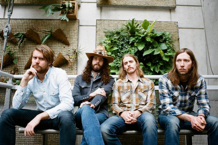 Ewan Currie, Ryan Gullen, Shamus Currie, and Sam Corbett of The Sheepdogs, who are performing at Peterborough Musicfest on August 16. Not pictured are Rusty Matyas and Jimmy Bowskill. (Photo: Vanessa Heins)