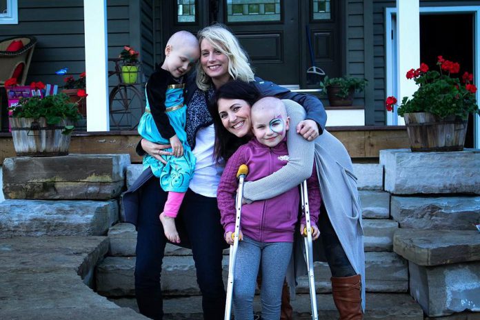 Musician Melissa Payne and filmmaker Megan Murphy with their nieces Eliza and Neave, who were both diagnosed with cancer in the same year, along with Harrison McKinnon who passed away in June. Melissa and Megan are releasing the song and music video "Strong Heart" on September 1, 2017 to raise funds for SickKids Foundation during Childhood Cancer Awareness month. (Photo: Strong Hearts / Facebook)