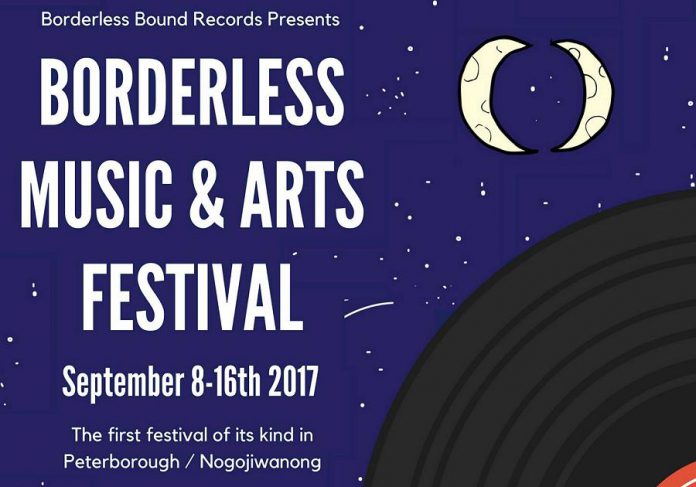 The Borderless Music & Arts Festival, Peterborough/Nogojiwanon's first feminist festival dedicated to community building and expanding worlds, takes place from September 8 to 16 at various venues in downtown Peterborough. For more information about the festival, visit https://www.facebook.com/events/163339580907876. (Poster: Borderless Bound Records)