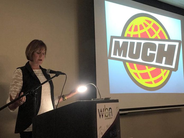 Denise Donlon, best known for her time as VJ, producer, and vice-president and general manager of MuchMusic, was the keynote speaker at the inaugural 2017-18 meeting of the Women's Business Network of Peterborough. (Photo: Meghan Moloney)