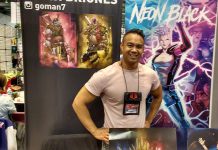 Comic book artist and storyteller Kevin Briones, creator of the independent comic series "Neon Black", at the Toronto Fan Expo. Raised in Peterborough, Kevin will come back home to present his art at the Peterborough Comic Con at the Evinrude Centre on September 24, 2017. (Photo: Sam Tweedle / kawarthaNOW)