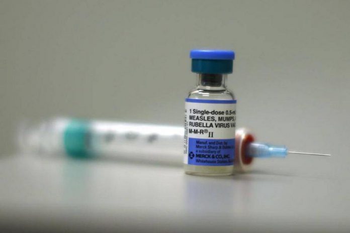 The best way to prevent mumps is through the measles-mumps-rubella (MMR) or measles-mumps-rubella-varicella (MMRV) vaccine, pictured here.