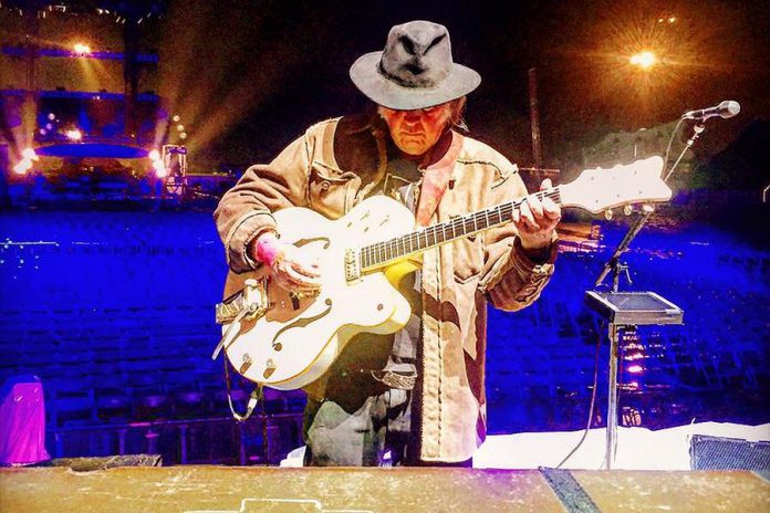 Neil Young at soundcheck for the Farm Aid Concert held Saturday, September 16 in Pennsylvania. The legendary performer, who spent his childhood years in nearby Omemee, is being inducted into Canadian Songwriters Hall of Fame on September 23, 2017.