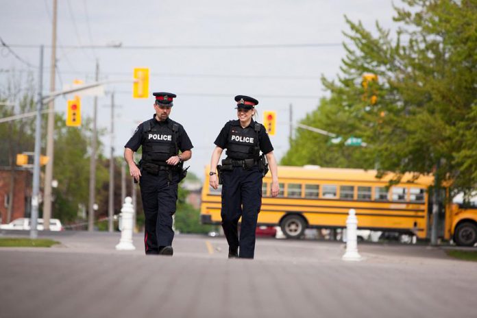 The Peterborough Police Service provides training for local School Safety Patrollers, who act as an extra set of eyes and ears. They are there to assist students with crossing the road safely and often work alongside the city Crossing Guards. Police are also out in our community reminding everyone about safety for the trip to and from school.  (Photo: Peterborough Police Service)