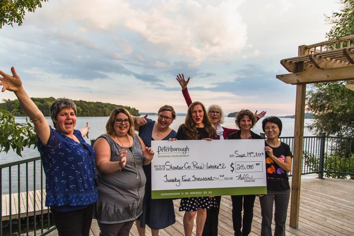 These seven local business owners receive a share of $25,000 in grant money from the second round of the Starter Company Plus program: Maureen Brand of Garden of Eden, Sarah Susnar of Play Cafe, Leah Frampton of Green Leaf Baby, Lynn Franscio of Elixir, Jane Davidson of Best Write Communications, Lisa Torres of Access Homeopathy, and Claudia Foung of iMake iMove. The announcement was made at a special event at Elmhirst's Resort near Keene on Thursday, September 14, 2017, hosted by Peterborough & the Kawarthas Economic Development's Business Advisory Centre, which administers the program funded by the Province of Ontario. (Photo: Tyler Wilson)