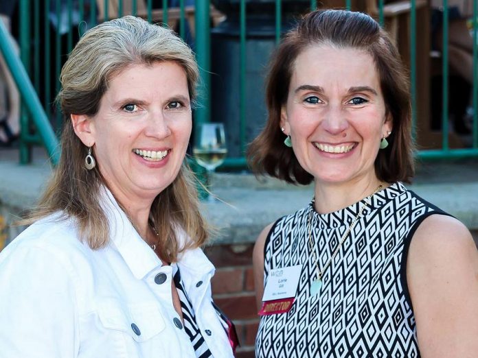 Lorie Gill, 2017-18 President of the Women's Business Network of Peterborough, with last season's President Mary McGee (left).