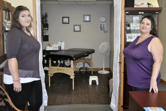 Jaime Wintjes and Shannon Gray of Sugar Me Right! Beauty Studio. When Shannon launched her business in 2011, she worked from home and had to take her equipment to client homes. Now she has three full treatment rooms at her new location at 161 Sherbrooke Street in downtown Peterborough. (Photo: Jeanne Pengelly / kawarthaNOW) 