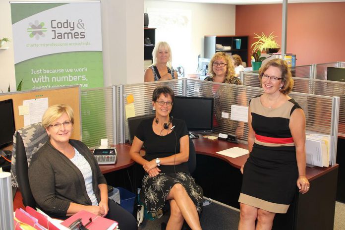 Suzanne Cody and Gwyneth James with some of their team at Cody & James CPAs, a full-service accounting firm for individuals and all sizes of businesses. (Photo: Samantha Moss / MossWorks)