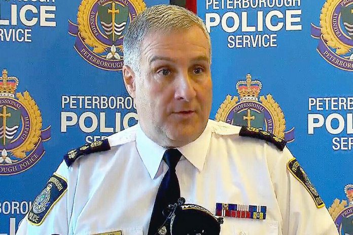 Peterborough Police Service Chief Murray Rodd speaks during a press conference in November 2015 following arson at Peterborough's only mosque. (Photo: CTV)