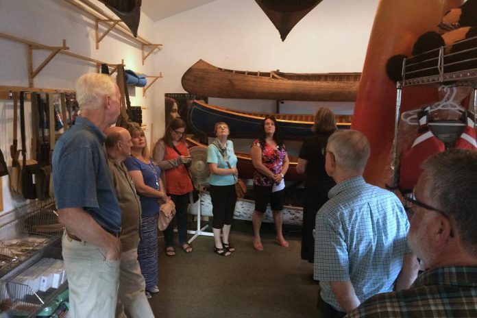 Chamber members visit the Buckhorn Canoe Company, one of several stops during the Buckhorn Hop on September 30, 2017.