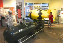 Replicas of "Little Boy" and "Fat Man", the atomic bombs dropped on Hiroshima and Nagasaki respectively, at the Bradbury Science Museum at Los Alamos in New Mexico. The radioctive ore used to create the uranium core of "Little Boy" was mined in Canada's north and then transported by indigenous labourers, who were never warned about the dangers of the radiation. (Photo: Larry Lamsa / Flickr)