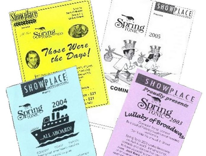 A few flyers from past Spring Tonic performances at Showplace Performance Centre. (Image courtesy of Stuart McMaster)