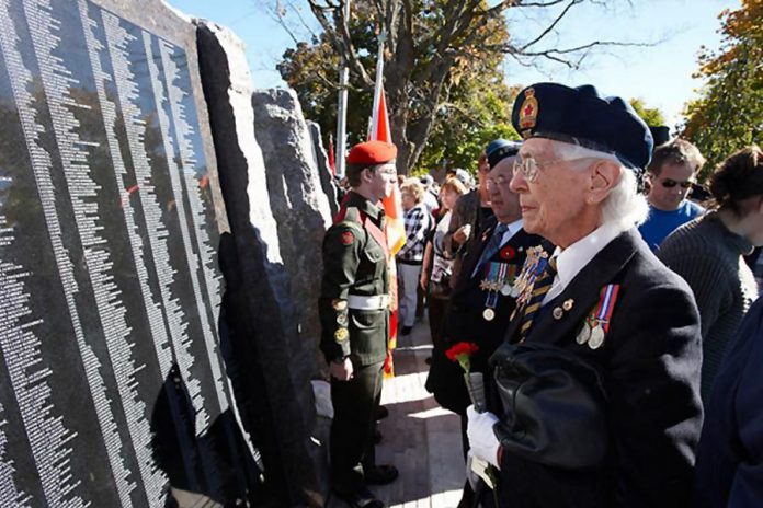 For the first and only time, the City of Peterborough will be updating the Veterans Wall of Honour at Confederation Square to add the names of veterans who were missing from lists when the wall was originally installed in October 2010. (Photo: City of Peterborough)