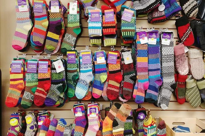 Another hit with customers is the wall of Happy Socks which are knit from recycled cotton and come in a variety of vibrant colours and patterns. The socks are a unique gift for men and women that's sure to show the vibrant fun side of the wearer. (Photo: Paula Kehoe)