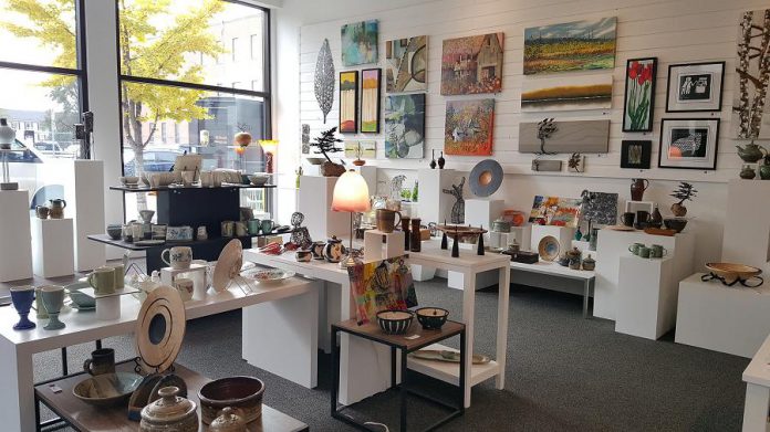 The interior of Meta4 Contemporary Craft Gallery, which recently opened on Hunter Street West in downtown Peterborough. (Photo: Jeannine Taylor / kawarthaNOW.com)