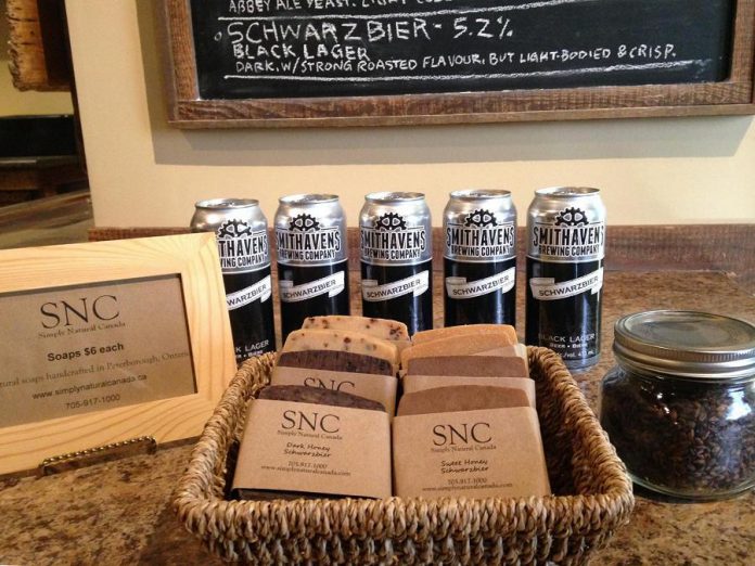 Sherrie Le Masurier's "Soap Haven Beer", on display at Smithhavens Brewing Company, is made from beer and grains from the brewery. (Photo: Sherrie Le Masurier / Facebook)