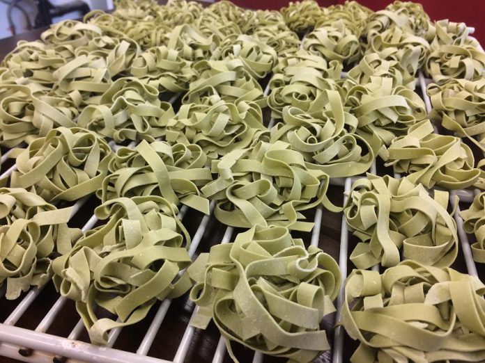 This month, food writer Eva Fisher explores where to buy fresh pasta in Peterborough, including The Pasta Shop that offers a variety of flavours of fresh and dried pasta including spinach. (Photo: Eva Fisher / kawarthaNOW.com)
