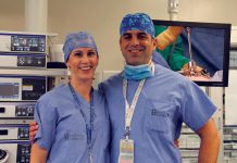 Dr. Joslin Cheverie and Dr. Jacob Hassan, two of the minimally invasive surgeons at Peterborough Regional Health Centre, thank donors for supporting surgical innovation at the hospital. (Photo: PRHC Foundation)