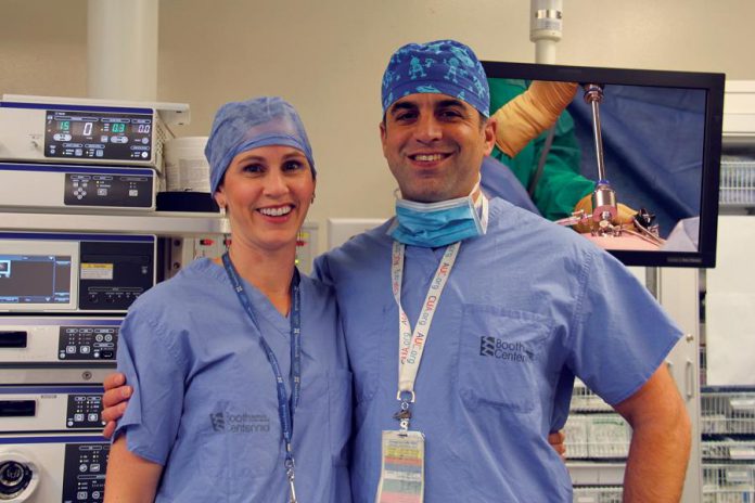 Dr. Joslin Cheverie and Dr. Jacob Hassan, two of the minimally invasive surgeons at Peterborough Regional Health Centre, thank donors for supporting surgical innovation at the hospital. (Photo: PRHC Foundation)