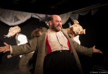 In Kate Story's "Festivus Rattus Rattus 2035!", Brad Brackenridge portrays the greedy mayor of a post-apocalyptic Peterborough. (Photo: Andy Carroll)