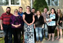 The Stockdales of Embrdale Farm in Asphodel-Norwood are the 2017 Farm Family of the Year. Pictured from left to right: David and Cathy, Steven and Kelsey, Cameron and Emily, Brett and Erin with Kaylee, and Rebecca. (Photo courtesy of Greater Peterborough Chamber of Commerce)