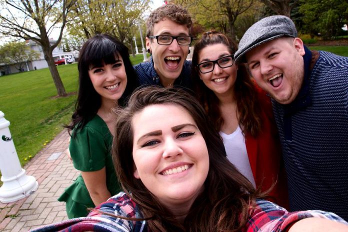 Director Caitlin Currie with the cast of "Ordinary Days":  Hannah Bailey, Carl Christinsen, Keely Wilson, and Josh Butcher. (Photo: Caitlin Currie / Facebook)