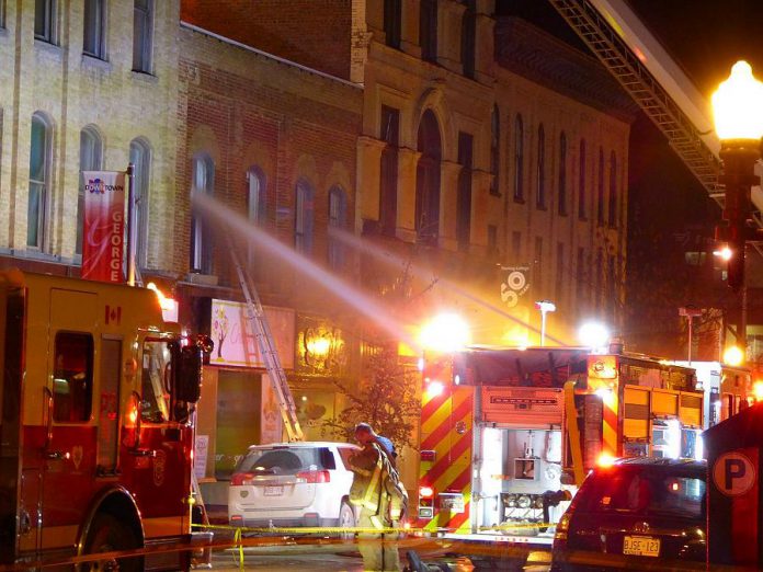 A November 16th fire on George Street in downtown Peterborough closed three businesses: Simple, Ash Nayler Photography, and Natas Cafe. (Photo: Laurel Paluck)