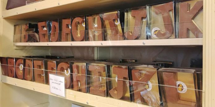 Handmade giant chocolate letters with someone's initials or just the first letter of a special someone's name is a perfect stocking stuffer for those with a sweet tooth. (Photo: Paula Kehoe / kawarthaNOW.com)  