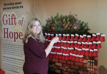 Meghan Moloney of the Peterborough Regional Health Care (PRHC) Foundation hangs a stocking on the mantel in the lobby of the hospital. Make a "Gift of Hope" donation to the PRHC Foundation this holiday season to have your stocking hung on the mantel. You can choose to make your donation in someone else's name or you can send a message of thanks to a doctor, nurse, or staff at the hospital. Your donation will help the hospital purchase lifesaving technology and equipment that makes great care possible. (Photo: PRHC Foundation)
