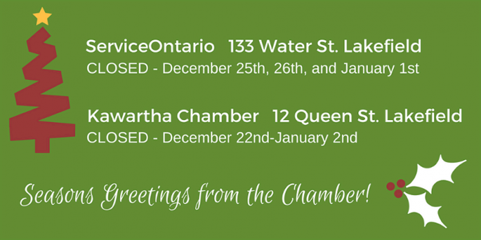 Chamber and ServiceOntario holiday hours