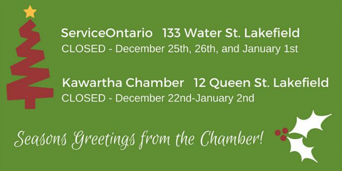 Chamber and ServiceOntario holiday hours