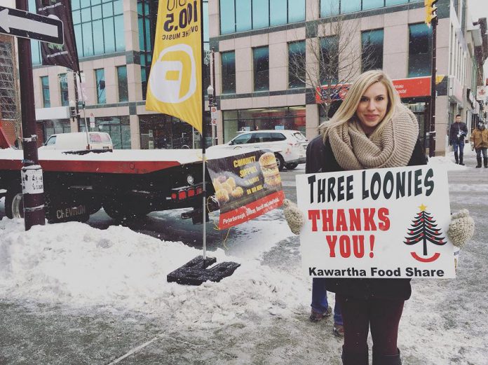 You can also help Kawartha Food Share by donating to the 2017 Three Loonies on the Street fundraiser, which takes place on Friday, December 15 from 7 to 10 a.m. at the corner of King and George Streets in downtown Peterborough. (Photo: Kawartha Food Share)