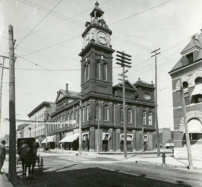 Market Hall was originally built for the City of Peterborough's farmers' market to replace the much smaller market that had been operating  since construction of Peterborough's first town hall (1851) on Water Street. Mayor James Stevenson laid the cornerstone of the Market Hall in the fall of 1889 and it officially opened in 1890.