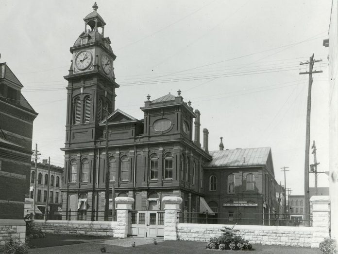 The Market Hall was provincially designated as a heritage building in 1977. It is one of only a few 19th-century Ontario market buildings still in existence. The sign in the background reads "Alex Gordon - Cash for Hides, Skins & Tallow".