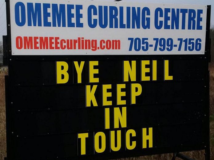 The Omemee Curling Centre, which was one of the local viewing locations for the live stream, thanks Neil for coming home. (Reader supplied photo)