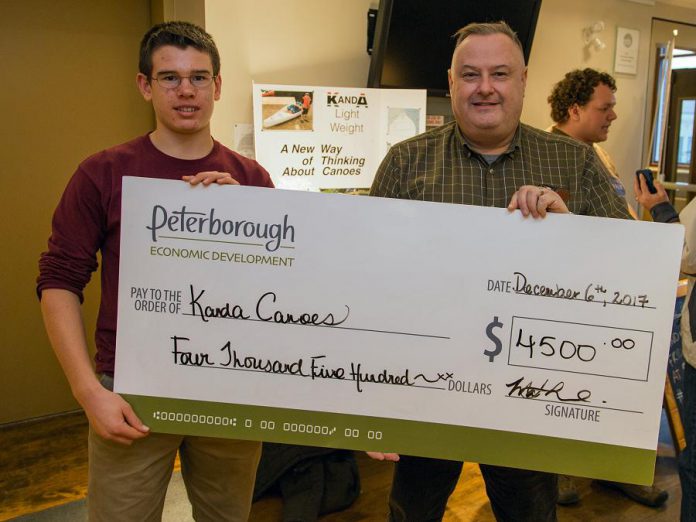 Gordon Kirkham and his son, of Kanda Lightweight Canoes in Selwyn Township, which designs and produces lightweight canoes for recreational use. (Photo: Peterborough & the Kawarthas Economic Development