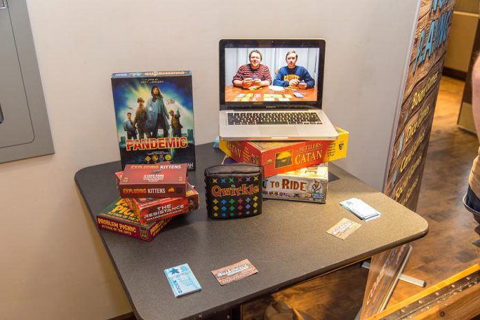 The December 6th event at the Market Hall was also an opportunity to showcase the grant receipients' businesses, such as The Boardwalk Board Game Lounge. (Photo: Peterborough & the Kawarthas Economic Development)
