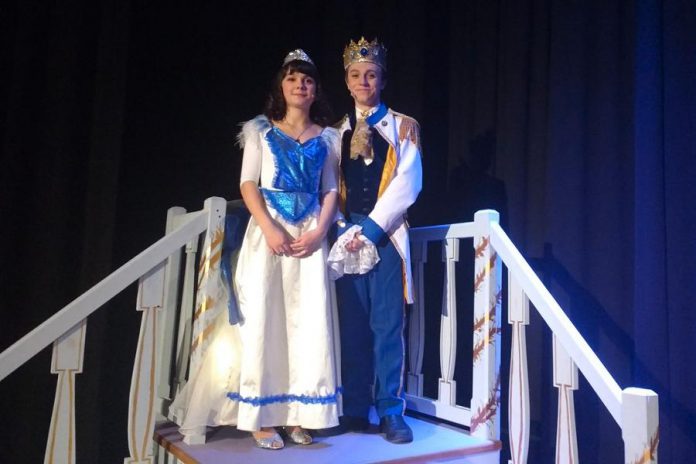 Grace De Mara as Cinderella and Dylan Macdonald as Prince Topher in Thomas A. Stewart Musical Theatre Program's production of Rodgers and Hammerstein's Cinderella, running from Thursday, December 14 to Saturday, December 16 at the Thomas A. Stewart Secondary School auditorium in Peterborough. (Photo: Sam Tweedle / kawarthaNOW.com)