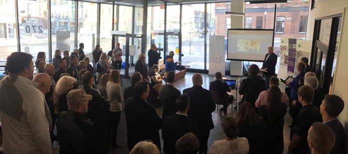 The announcement of the inductees for the 2018  Business Hall of Fame took place on January 10, 2018, in the foyer of the VentureNorth building at 270 George Street in downtown Peterborough.  (Photo: Jeannine Taylor / kawarthaNOW.com)