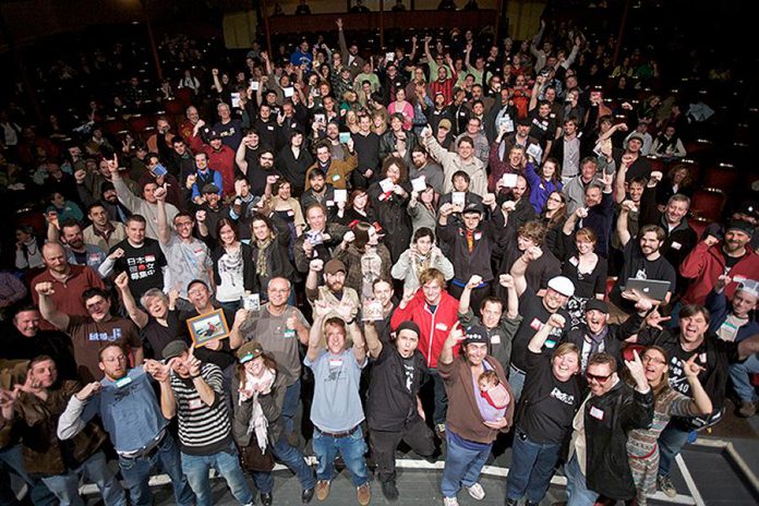 A listening party in 2010 in Portsmouth, New Hampshire, the home of the original RPM Challenge. (Photo: Scott Yates)