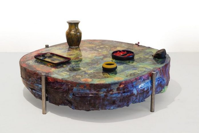 One of the coffee table sculptures  by Catherine Telford-Keog from her 'Overlay' exhibition. (Photo courtesy of Evans Contemporary)