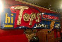 The iconic Hi Tops restaurant sign is now hanging in one piece on a wall in Hot Belly Mama's restaurant in downtown Peterborough. (Photo: Hot Belly Mama / Facebook)