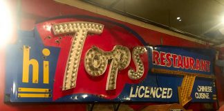 The iconic Hi Tops restaurant sign is now hanging in one piece on a wall in Hot Belly Mama's restaurant in downtown Peterborough. (Photo: Hot Belly Mama / Facebook)