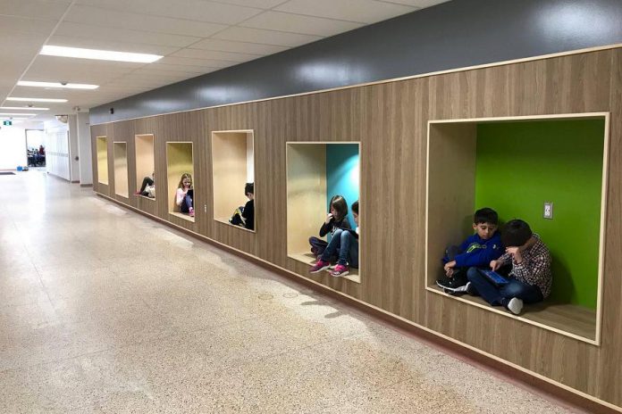 Students at the new Lakefield District Public School love the new space, including these cubby holes. Kawartha Pine Ridge District School Board is hosting an open house for parents and community members on Monday, January 29th. (Photo: Kawartha Pine Ridge District School Board)