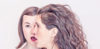 In "Mouthpiece", co-creators and performers Norah Sadava (left) and Amy Nostbakken play one woman as she tries to find her voice. Public Energy is presenting a performance of the hit play with Sadava and Nostbakken on February 23, 2018 at the Market Hall in Peterborough. (Photo: Brooke Wedlock)